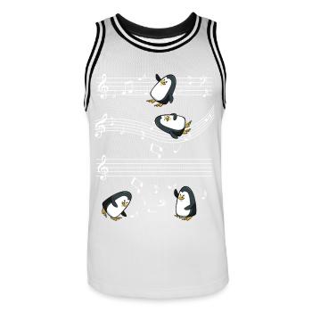 Musical penguins on music bar - Men's Basketball Jersey - white/black - Front - AI Model Male 185 dark (185cm)