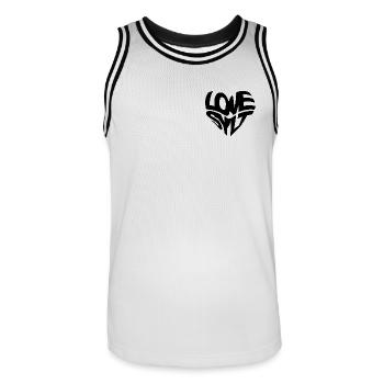 LOVE SYLT HERZ - Männer Basketball-Trikot - Weiß/Schwarz - Vorne - AI Model Male 185 dark (185cm)