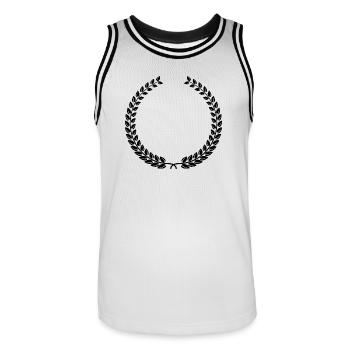 Laurel Wreath Vintage Award Badge Frame Vector - Männer Basketball-Trikot - Weiß/Schwarz - Vorne - AI Model Male 185 dark (185cm)