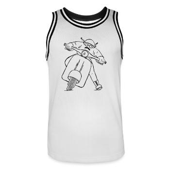 Silhouettes rockers sur le dessin de scooter - Maillot de basket Homme - blanc/noir - Devant - AI Model Male 185 dark (185cm)