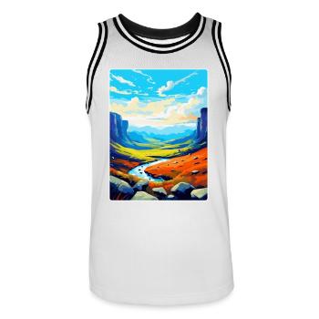 High Cup Nick Cumbria Affiche de voyage vintage WPA - Maillot de basket Homme - blanc/noir - Devant - AI Model Male 185 dark (185cm)