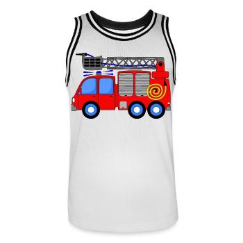 Fire engine children - Men's Basketball Jersey - white/black - Front - AI Model Male 185 dark (185cm)