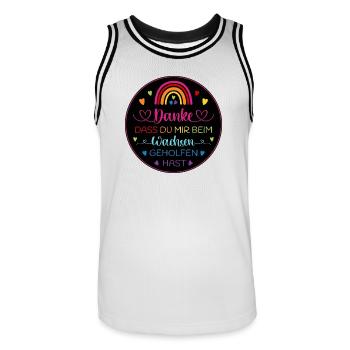 Danke dass Du mir beim Wachsen geholfen hast - Männer Basketball-Trikot - Weiß/Schwarz - Vorne - AI Model Male 185 dark (185cm)