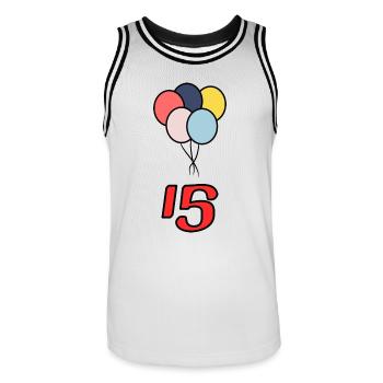 ANNIVERSAIRE. 15. 15 ANS. 15e ANNIVERSAIRE - Maillot de basket Homme - blanc/noir - Devant - AI Model Male 185 dark (185cm)