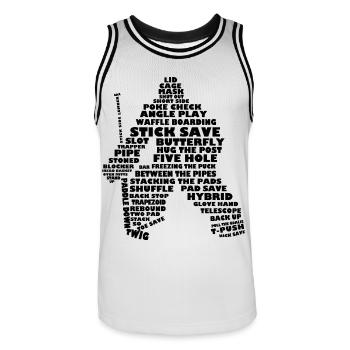 Langue de hockey (version Gardien de but, - Maillot de basket Homme - blanc/noir - Devant - AI Model Male 185 dark (185cm)