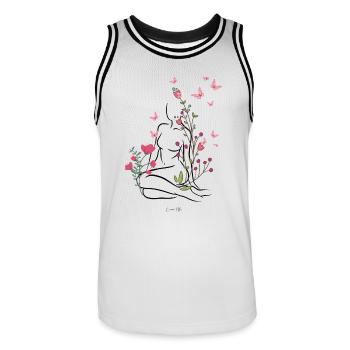 A fleurs de peau - Maillot de basket Homme - blanc/noir - Devant - AI Model Male 185 dark (185cm)