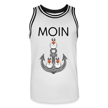 Anker Möwe Seemöwe Moin Nordsee - Männer Basketball-Trikot - Weiß/Schwarz - Vorne - AI Model Male 185 dark (185cm)