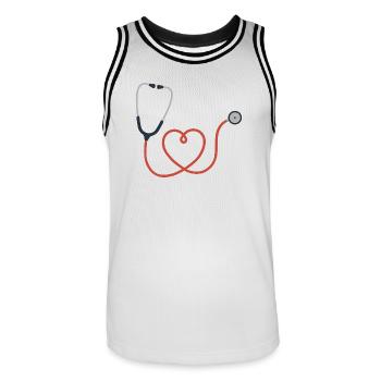 Stethoskop Logo Symbol Symbol - Männer Basketball-Trikot - Weiß/Schwarz - Vorne - AI Model Male 185 dark (185cm)