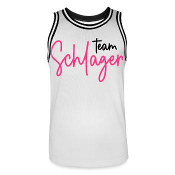 Team Schlager - Schlagerparty - Schlagermusik - Männer Basketball-Trikot - Weiß/Schwarz - Vorne - AI Model Male 185 dark (185cm)