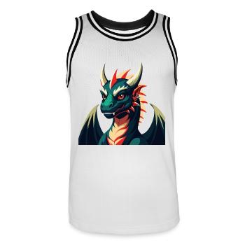 Dragon Dessin animé Personnage Animal de compagnie coloré - Maillot de basket Homme - blanc/noir - Devant - AI Model Male 185 dark (185cm)