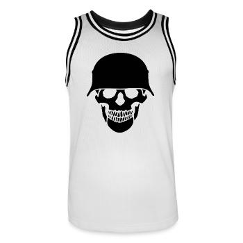 Schädelhelm / Schädelperlen - Männer Basketball-Trikot - Weiß/Schwarz - Vorne - AI Model Male 185 dark (185cm)