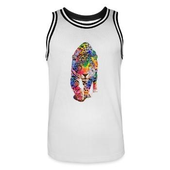 Multicolour leopard - Men's Basketball Jersey - white/black - Front - AI Model Male 185 dark (185cm)