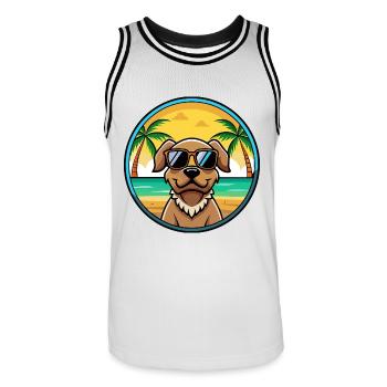 Pudelpointer Dog Breed Cartoon Sunglasses Beach - Men's Basketball Jersey - white/black - Front - AI Model Male 185 dark (185cm)