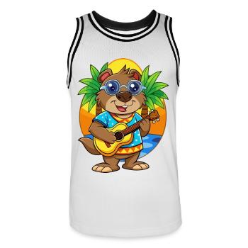 Lustige Biber Cartoon Sommer Strand Sonnenbrille - Männer Basketball-Trikot - Weiß/Schwarz - Vorne - AI Model Male 185 dark (185cm)