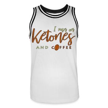 I Run On Ketones And Coffee Keto saying gift - Men's Basketball Jersey - white/black - Front - AI Model Male 185 dark (185cm)