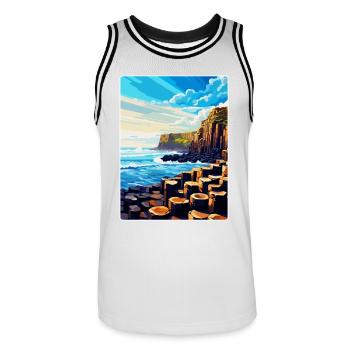 Giant Causeway Irland Uk Reise Poster Souvenir - Männer Basketball-Trikot - Weiß/Schwarz - Vorne - AI Model Male 185 dark (185cm)