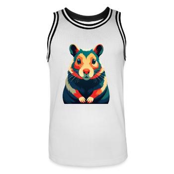 Hamster Zeichentrickfigur Buntes Haustier Tier - Männer Basketball-Trikot - Weiß/Schwarz - Vorne - AI Model Male 185 dark (185cm)