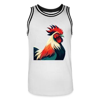 Rooster Cartoon Character Colorful Pet Animal - Men's Basketball Jersey - white/black - Front - AI Model Male 185 dark (185cm)
