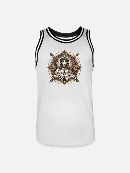 Jesus Christ Antiq Logo - Men's Basketball Jersey - white/black