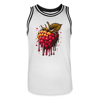 Zweifarbige tropfende Himbeere - Männer Basketball-Trikot - Weiß/Schwarz - Vorne - AI Model Male 185 dark (185cm)