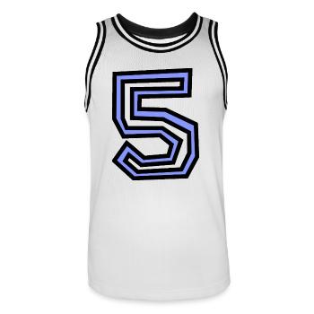 5. 5 JAHRE - Männer Basketball-Trikot - Weiß/Schwarz - Vorne - AI Model Male 185 dark (185cm)