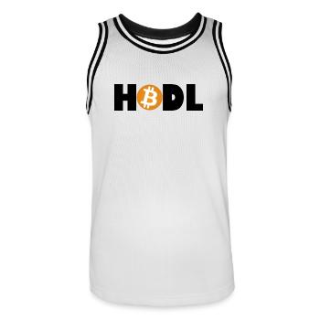 Bitcoin Revolution – Hold the Future - Männer Basketball-Trikot - Weiß/Schwarz - Vorne - AI Model Male 185 dark (185cm)