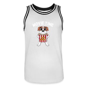 Kinoabend Filmabend Movie time Jack Russell - Männer Basketball-Trikot - Weiß/Schwarz - Vorne - AI Model Male 185 dark (185cm)