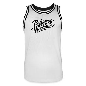 Refugees Welcome Logo - Männer Basketball-Trikot - Weiß/Schwarz - Vorne - AI Model Male 185 dark (185cm)