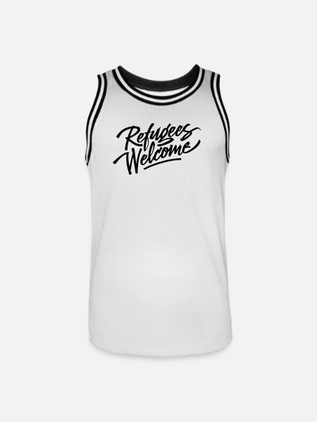 refugees welcome black - Men's Basketball Jersey - white/black