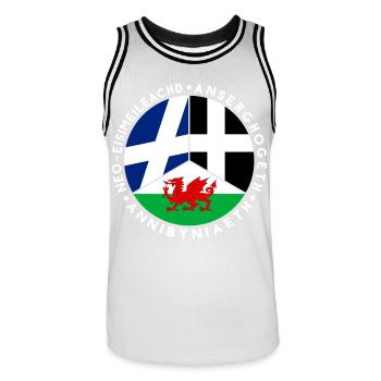 Schottische, walisische, kornische Unabhängigkeit, keltisch - Männer Basketball-Trikot - Weiß/Schwarz - Vorne - AI Model Male 185 dark (185cm)