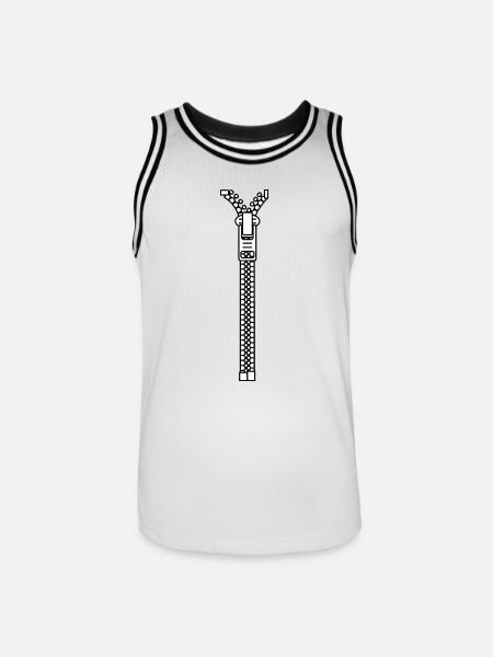 Zipper - Männer Basketball-Trikot - Weiß/Schwarz