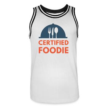 certified food lover food foodie - Men's Basketball Jersey - white/black - Front - AI Model Male 185 dark (185cm)