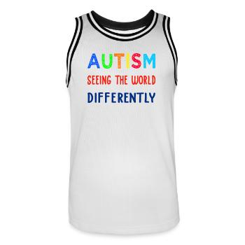 Autismus anders sehen - Männer Basketball-Trikot - Weiß/Schwarz - Vorne - AI Model Male 185 dark (185cm)