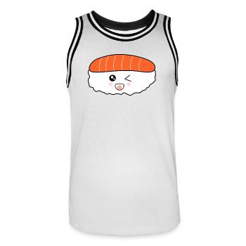 Cuisine kawaii, cuisine japonaise, poisson japonais - Maillot de basket Homme - blanc/noir - Devant - AI Model Male 185 dark (185cm)