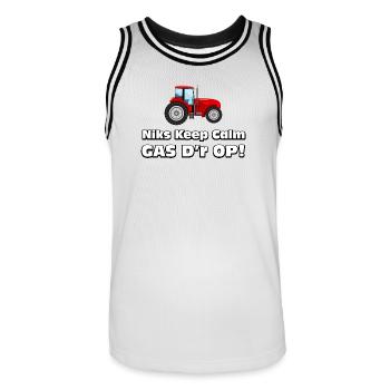 Bauer - Nichts Ruhiges, Gas drauf! Bauern Traktor - Männer Basketball-Trikot - Weiß/Schwarz - Vorne - AI Model Male 185 dark (185cm)