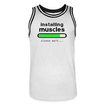Aufbau von Muskeln - Männer Basketball-Trikot - Weiß/Schwarz - Vorne - AI Model Male 185 dark (185cm)