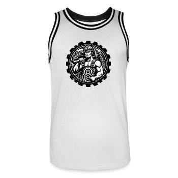 Logo du mineur - Maillot de basket Homme - blanc/noir - Devant - AI Model Male 185 dark (185cm)