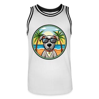 Lunettes de soleil de dessin animé de race de chien d’arrêt danois ancien - Maillot de basket Homme - blanc/noir - Devant - AI Model Male 185 dark (185cm)