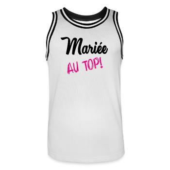 HEIRAT - Männer Basketball-Trikot - Weiß/Schwarz - Vorne - AI Model Male 185 dark (185cm)