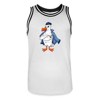 Mouette musculaire avec cadeau de mouette tatouage ancre - Maillot de basket Homme - blanc/noir - Devant - AI Model Male 185 dark (185cm)