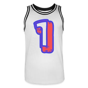 1. 1 JAHR. 1. JAHRESTAG. 1 JAHR GEBURTSTAG - Männer Basketball-Trikot - Weiß/Schwarz - Vorne - AI Model Male 185 dark (185cm)