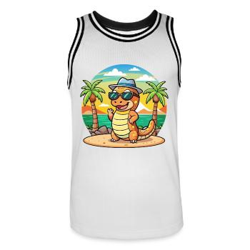 Anaconda Lustige Cartoon Sommer Strand Sonnenbrille - Männer Basketball-Trikot - Weiß/Schwarz - Vorne - AI Model Male 185 dark (185cm)