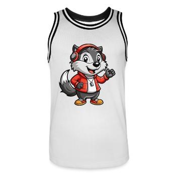 Badger Funny Cartoon Character Musique de casque - Maillot de basket Homme - blanc/noir - Devant - AI Model Male 185 dark (185cm)