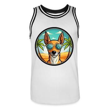 Podenco Ibizenco Hunderasse Cartoon Sonnenbrille Strand - Männer Basketball-Trikot - Weiß/Schwarz - Vorne - AI Model Male 185 dark (185cm)