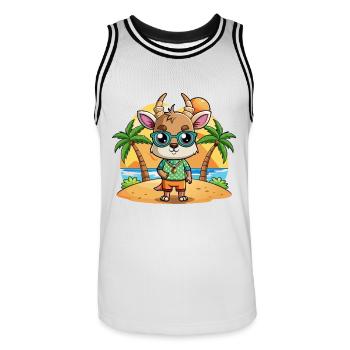 Antilope Lustige Cartoon Sommer Strand Sonnenbrille - Männer Basketball-Trikot - Weiß/Schwarz - Vorne - AI Model Male 185 dark (185cm)