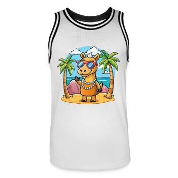 Camel Lustige Cartoon Sommer Strand Sonnenbrille - Männer Basketball-Trikot - Weiß/Schwarz - Vorne - AI Model Male 185 dark (185cm)