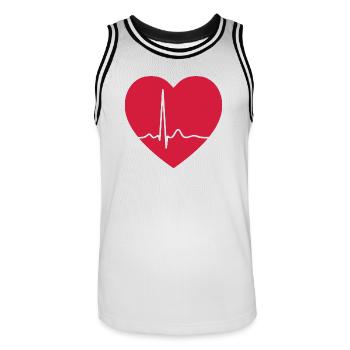 Herzschlag-EKG-Linie Medizinischer Pulswellen-Ikon-Vektor - Männer Basketball-Trikot - Weiß/Schwarz - Vorne - AI Model Male 185 dark (185cm)
