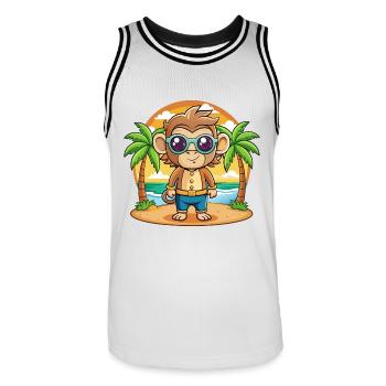 Affe Lustige Cartoon Sommer Strand Sonnenbrille - Männer Basketball-Trikot - Weiß/Schwarz - Vorne - AI Model Male 185 dark (185cm)