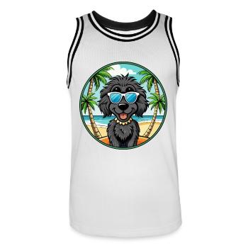 Schwarze russische Terrier Hunderasse Cartoon Sonnenbrille - Männer Basketball-Trikot - Weiß/Schwarz - Vorne - AI Model Male 185 dark (185cm)