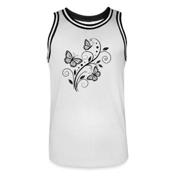 Ornement Papillon - Maillot de basket Homme - blanc/noir - Devant - AI Model Male 185 dark (185cm)